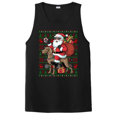 Ugly Xmas Lights Funny Santa Riding Ridgeback Dog Christmas PosiCharge Competitor Tank