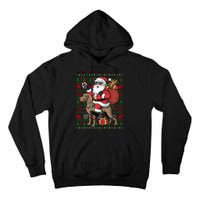 Ugly Xmas Lights Funny Santa Riding Ridgeback Dog Christmas Tall Hoodie