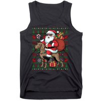 Ugly Xmas Lights Funny Santa Riding Ridgeback Dog Christmas Tank Top