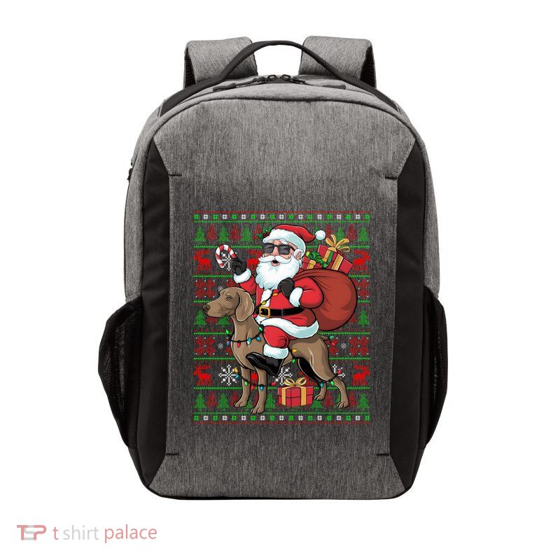 Ugly Xmas Lights Funny Santa Riding Ridgeback Dog Christmas Vector Backpack