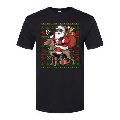 Ugly Xmas Lights Funny Santa Riding Ridgeback Dog Christmas Softstyle CVC T-Shirt