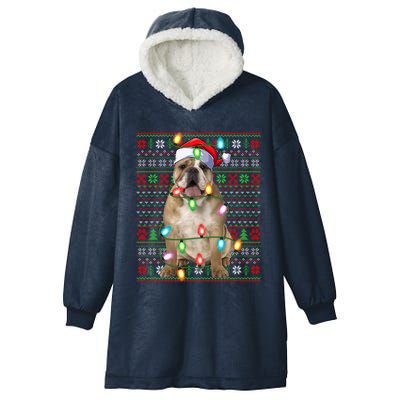 Ugly Xmas Lighting Santa English Bulldog Christmas Gift Hooded Wearable Blanket