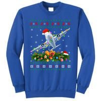 Ugly Xmas Lights Santa Hat Airplane Christmas Gift Sweatshirt