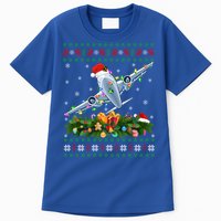 Ugly Xmas Lights Santa Hat Airplane Christmas Gift Tall T-Shirt