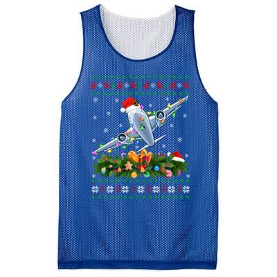 Ugly Xmas Lights Santa Hat Airplane Christmas Gift Mesh Reversible Basketball Jersey Tank