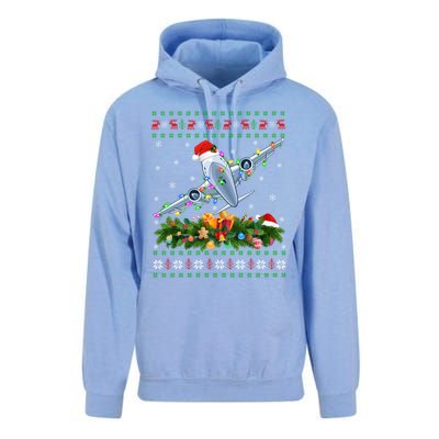 Ugly Xmas Lights Santa Hat Airplane Christmas Gift Unisex Surf Hoodie