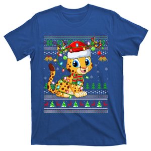 Ugly Xmas Lights Santa Hat Cheetah Christmas Gift T-Shirt