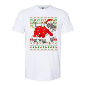 Ugly Xmas Lights Santa Schnauzer Dog Christmas Gift Softstyle CVC T-Shirt