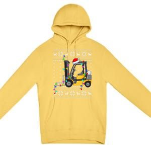 Ugly Xmas Lights Santa Hat Forklift Christmas Meaningful Gift Premium Pullover Hoodie