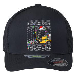 Ugly Xmas Lights Santa Hat Forklift Christmas Meaningful Gift Flexfit Unipanel Trucker Cap