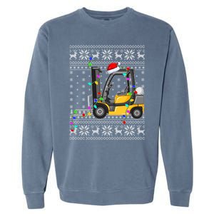 Ugly Xmas Lights Santa Hat Forklift Christmas Meaningful Gift Garment-Dyed Sweatshirt