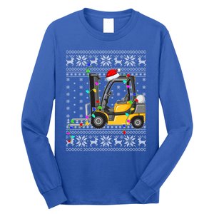 Ugly Xmas Lights Santa Hat Forklift Christmas Meaningful Gift Long Sleeve Shirt