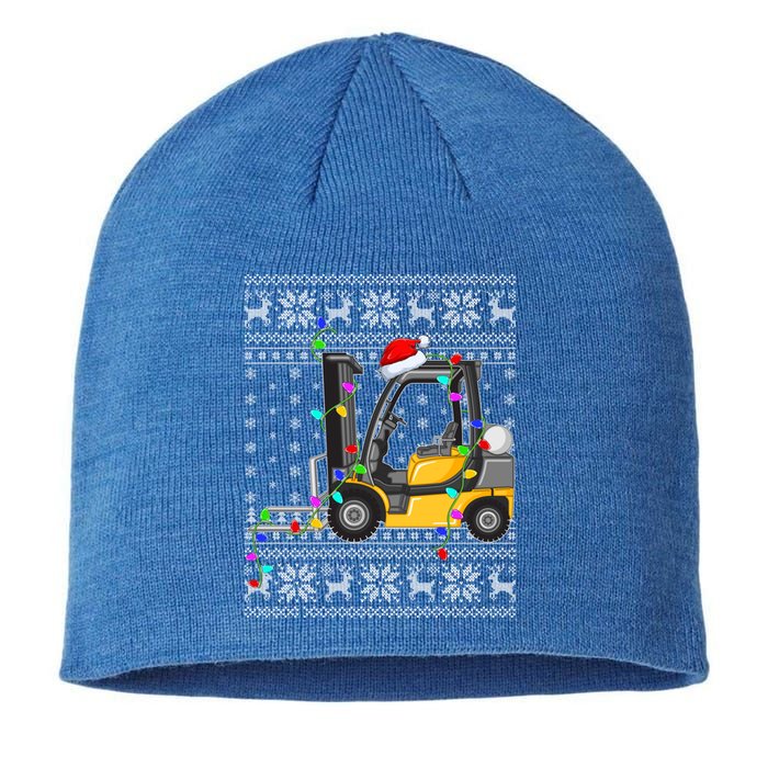 Ugly Xmas Lights Santa Hat Forklift Christmas Meaningful Gift Sustainable Beanie