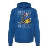 Ugly Xmas Lights Santa Hat Forklift Christmas Meaningful Gift Premium Hoodie