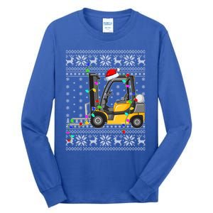 Ugly Xmas Lights Santa Hat Forklift Christmas Meaningful Gift Tall Long Sleeve T-Shirt