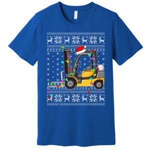 Ugly Xmas Lights Santa Hat Forklift Christmas Meaningful Gift Premium T-Shirt