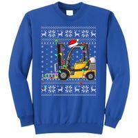 Ugly Xmas Lights Santa Hat Forklift Christmas Meaningful Gift Tall Sweatshirt