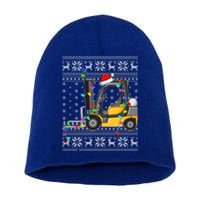 Ugly Xmas Lights Santa Hat Forklift Christmas Meaningful Gift Short Acrylic Beanie