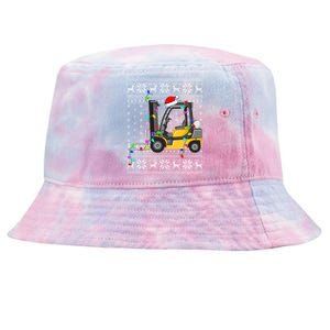 Ugly Xmas Lights Santa Hat Forklift Christmas Meaningful Gift Tie-Dyed Bucket Hat