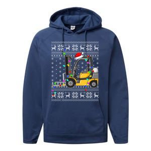 Ugly Xmas Lights Santa Hat Forklift Christmas Meaningful Gift Performance Fleece Hoodie