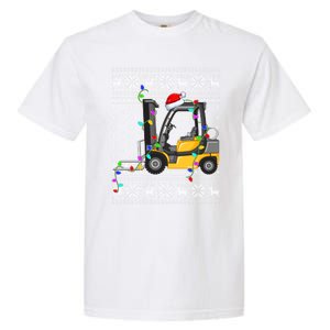 Ugly Xmas Lights Santa Hat Forklift Christmas Meaningful Gift Garment-Dyed Heavyweight T-Shirt