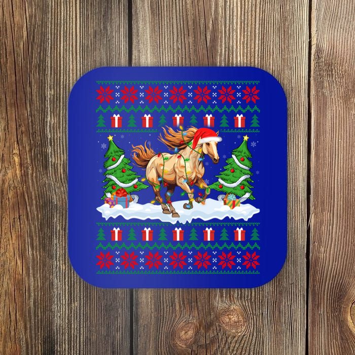 Ugly Xmas Lighting Holiday Santa Horse Christmas Gift Coaster