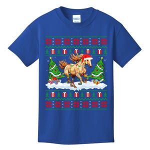 Ugly Xmas Lighting Holiday Santa Horse Christmas Gift Kids T-Shirt