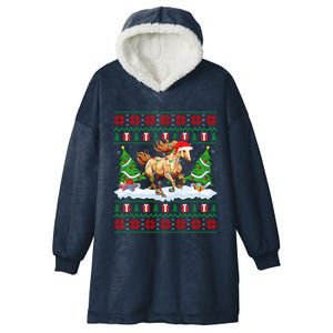 Ugly Xmas Lighting Holiday Santa Horse Christmas Gift Hooded Wearable Blanket