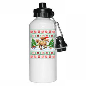 Ugly Xmas Lighting Holiday Santa Horse Christmas Gift Aluminum Water Bottle