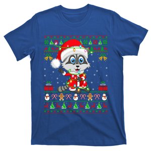 Ugly Xmas Lights Santa Costume Raccoon Christmas Cool Gift T-Shirt