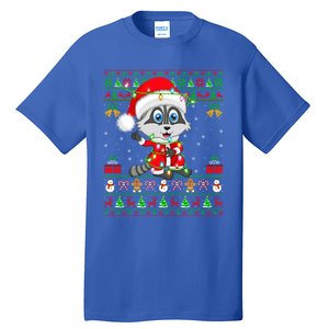 Ugly Xmas Lights Santa Costume Raccoon Christmas Cool Gift Tall T-Shirt