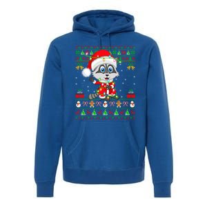 Ugly Xmas Lights Santa Costume Raccoon Christmas Cool Gift Premium Hoodie