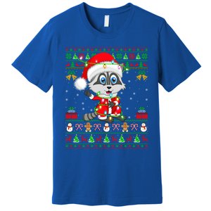 Ugly Xmas Lights Santa Costume Raccoon Christmas Cool Gift Premium T-Shirt