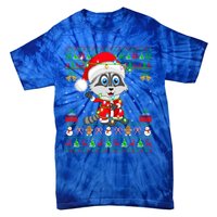 Ugly Xmas Lights Santa Costume Raccoon Christmas Cool Gift Tie-Dye T-Shirt