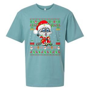 Ugly Xmas Lights Santa Costume Raccoon Christmas Cool Gift Sueded Cloud Jersey T-Shirt