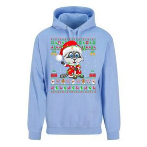 Ugly Xmas Lights Santa Costume Raccoon Christmas Cool Gift Unisex Surf Hoodie