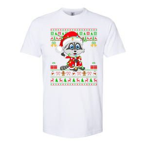 Ugly Xmas Lights Santa Costume Raccoon Christmas Cool Gift Softstyle CVC T-Shirt