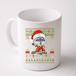 Ugly Xmas Lights Santa Costume Raccoon Christmas Cool Gift Coffee Mug