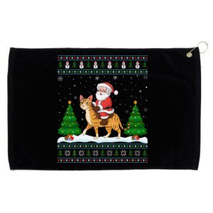 Ugly Xmas Lighting Tree Santa Riding Savannah Cat Christmas Grommeted Golf Towel