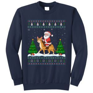 Ugly Xmas Lighting Tree Santa Riding Savannah Cat Christmas Sweatshirt