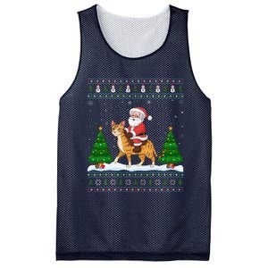 Ugly Xmas Lighting Tree Santa Riding Savannah Cat Christmas Mesh Reversible Basketball Jersey Tank