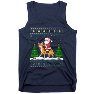 Ugly Xmas Lighting Tree Santa Riding Savannah Cat Christmas Tank Top