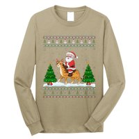 Ugly Xmas Lighting Tree Santa Riding Savannah Cat Christmas Long Sleeve Shirt