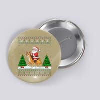 Ugly Xmas Lighting Tree Santa Riding Savannah Cat Christmas Button