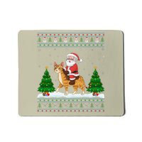 Ugly Xmas Lighting Tree Santa Riding Savannah Cat Christmas Mousepad