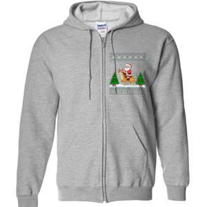 Ugly Xmas Lighting Tree Santa Riding Savannah Cat Christmas Full Zip Hoodie