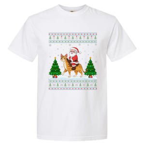 Ugly Xmas Lighting Tree Santa Riding Savannah Cat Christmas Garment-Dyed Heavyweight T-Shirt