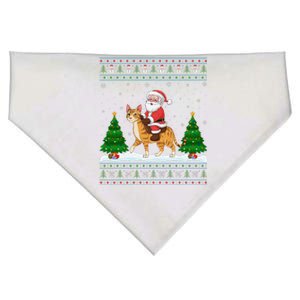 Ugly Xmas Lighting Tree Santa Riding Savannah Cat Christmas USA-Made Doggie Bandana