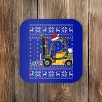 Ugly Xmas Lights Santa Hat Forklift Christmas Cool Gift Coaster