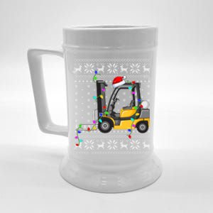 Ugly Xmas Lights Santa Hat Forklift Christmas Cool Gift Beer Stein